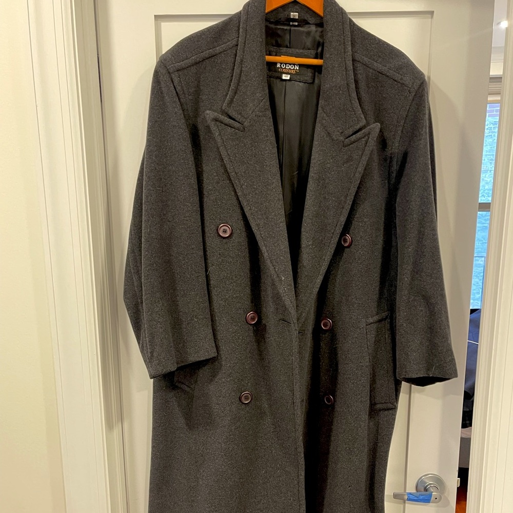 Vintage Style Long Gray Overcoat/Topcoat - Size 40